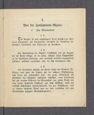 I. Von der Consumtions-Abgabe.