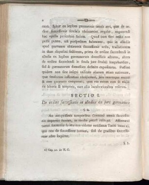 Sectio I. De ordine successionis in allodiis ex jure germanico