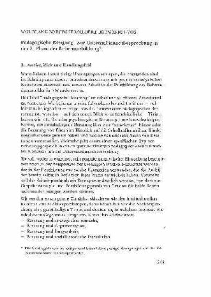 Pädagogische Beratung : zur Unterrichtsnachbesprechung in der 2. Phase der Lehrerausbildung