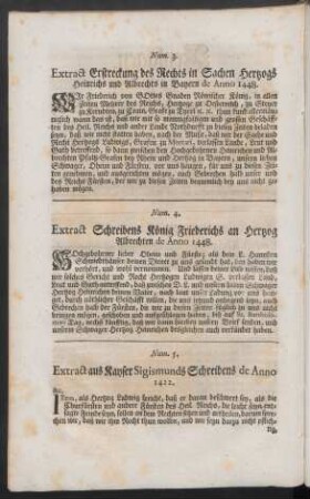 Num. 4. Extract Schreibens König Friederichs an Hertzog Albrechten de Anno 1448.