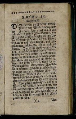 Zuschrift an Herrn B.