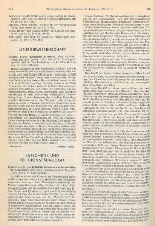 315-317 [Rezension] Fraas, Hans-Jürgen, Religiöse Erziehung und Sozialisation im Kindesalter