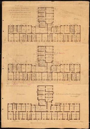 Wohnhäuser Berlin-Tempelhof: Borussiastraße 7-9, Hintergebäude: Grundriss KG, EG, 1.OG, 1:100