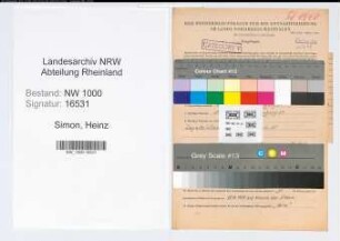 Entnazifizierung Heinz Simon, geb. 30.03.1914 (Zollbeamter)