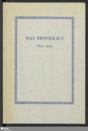 Musikverlag Max Brockhaus Leipzig 1893 - 1943