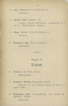 Gruppe III. Rohstoffe
