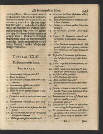 Titulus XXIII. De Juramento in litem.