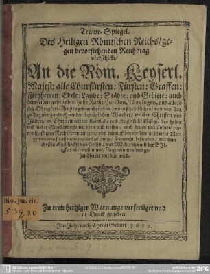 Trauer-Spiegel des Heiligen Römischen Reichs