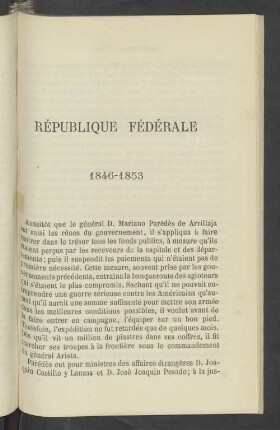 République Fédérale 1846-1853
