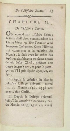 Chapitre II. De l'Histoire Sainte