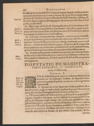 Disputatio De Magistratibus Civilibus, Et Dignitate rerum Politicarum.