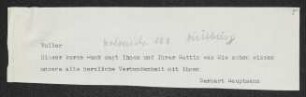 Brief von Gerhart Hauptmann an Wilhelm Buller
