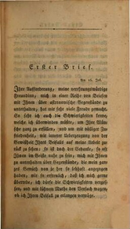 Die vornehmsten Lehren der Astronomie : deutlich dargestellt in Briefen an eine Freundin, 1