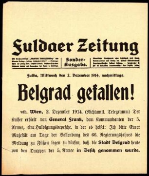 Zweite Ausgabe vom Mittwoch, den 02. Dezember 1914.