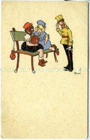 Karikatur zur Kadettenausbildung an der ungarischen Ludovika-Akademie