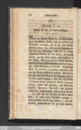 66. Matth. V. 44. Bittet für die, so euch beleidigen.