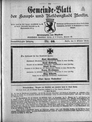 1918,40: Nr. 40, 6. Oktober 1918
