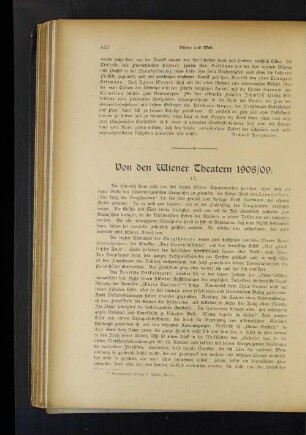 Von den Wiener Theatern 1908/09