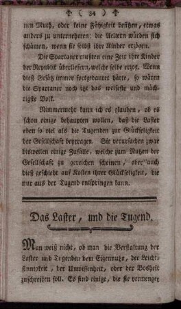 Das Laster, und die Tugend.