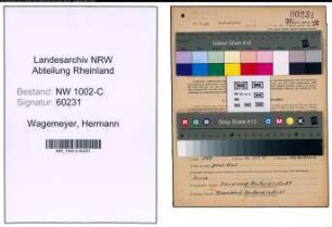 Entnazifizierung Hermann Wagemeyer, geb. 06.07.1905 (Kaufmann)