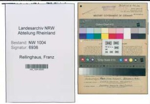 Entnazifizierung Franz Rellinghaus , geb. 16.02.1901 (Chemotechniker)