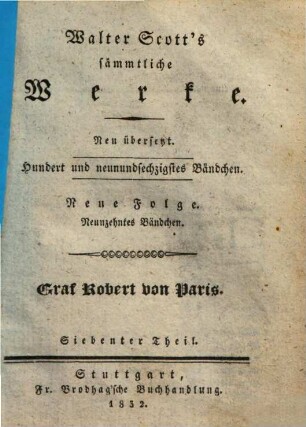 Graf Robert von Paris : Aus dem Engl., 7