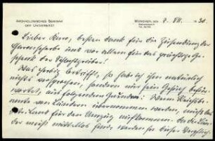 E. Buschor an G. Karo
