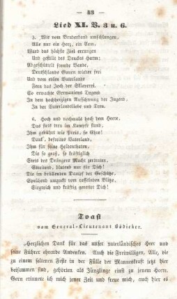 Toast vom General-Lieutenant Bödicker.