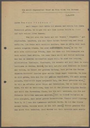 Brief von Georg Kolbe an Hilda von Dirksen