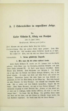 A. 3 Lebensbilder in regressiver Folge