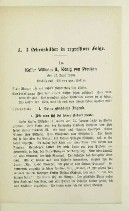 A. 3 Lebensbilder in regressiver Folge