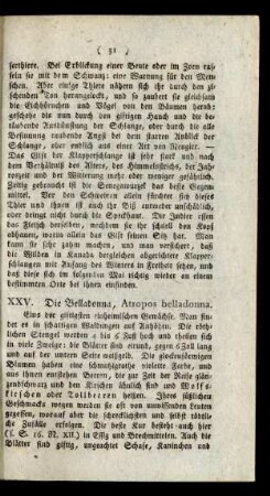 XXV. Die Belladonna, Atropos belladonna.
