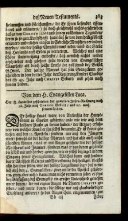 Von dem H. Evangelisten Luca.