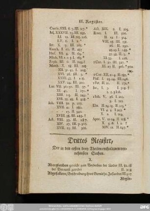 Drittes Register, Der in den ersten drey Theilen enthaltenen vornehmsten Sachen.