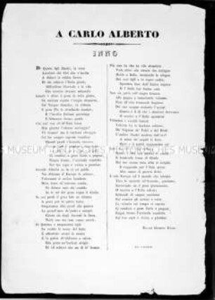 Flugblatt: A Carlo Alberto (An Karl Albert); undatiert