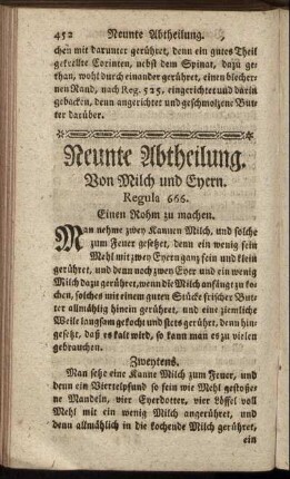 Neunte Abtheilung. Von Milch und Eyern.