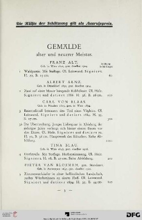 Gemälde alter und neuerer Meister (Nr. 1-66)