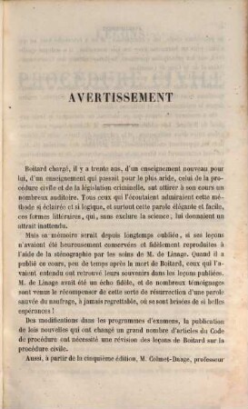 Leçons de procédure civile, 1