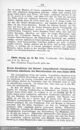 Kurze Geschichte der Kaiserl. Leopoldisch-Carolinischen deutschen Akademie der Naturforscher bis zum Jahre 1878