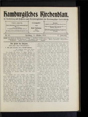 Nr. 41. Hamburg, 11. Oktober 1914. 11. Jahrgang.
