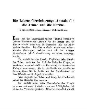 XIX. Die Lebens-Versicherungs-Anstalt für die Armee und die Marine