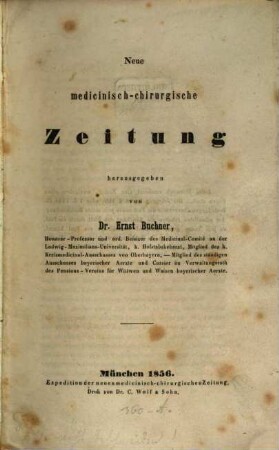 Neue medicinisch-chirurgische Zeitung. 1856
