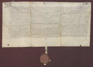 Erblehenbrief des Markgrafen Philipp I. von Baden für Balthis Gynnsel von Schwäbisch-Hall über die Mahlmühle zu Mühlburg