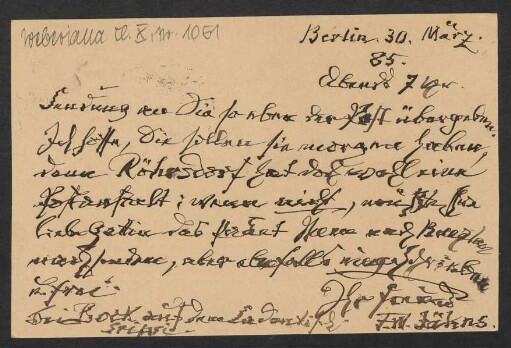 Brief an Robert Musiol : 30.03.1885