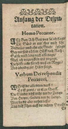 Anfang der Disputation.