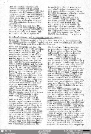 Friedensbewegung und Kirchenleitung in Dresden