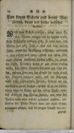 Von denen Eicheln und deren Versäeung, dann wie solche versetzet werden