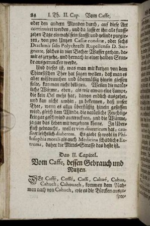 Das II. Capitel. Vom Caffe, dessen Gebrauch und Nutzen.