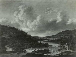 Holländische Landschaft / belebtes Flußtal