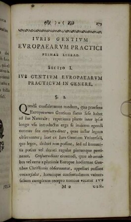 Sectio I. Ius Gentium Europaearum Practicum in Genere.